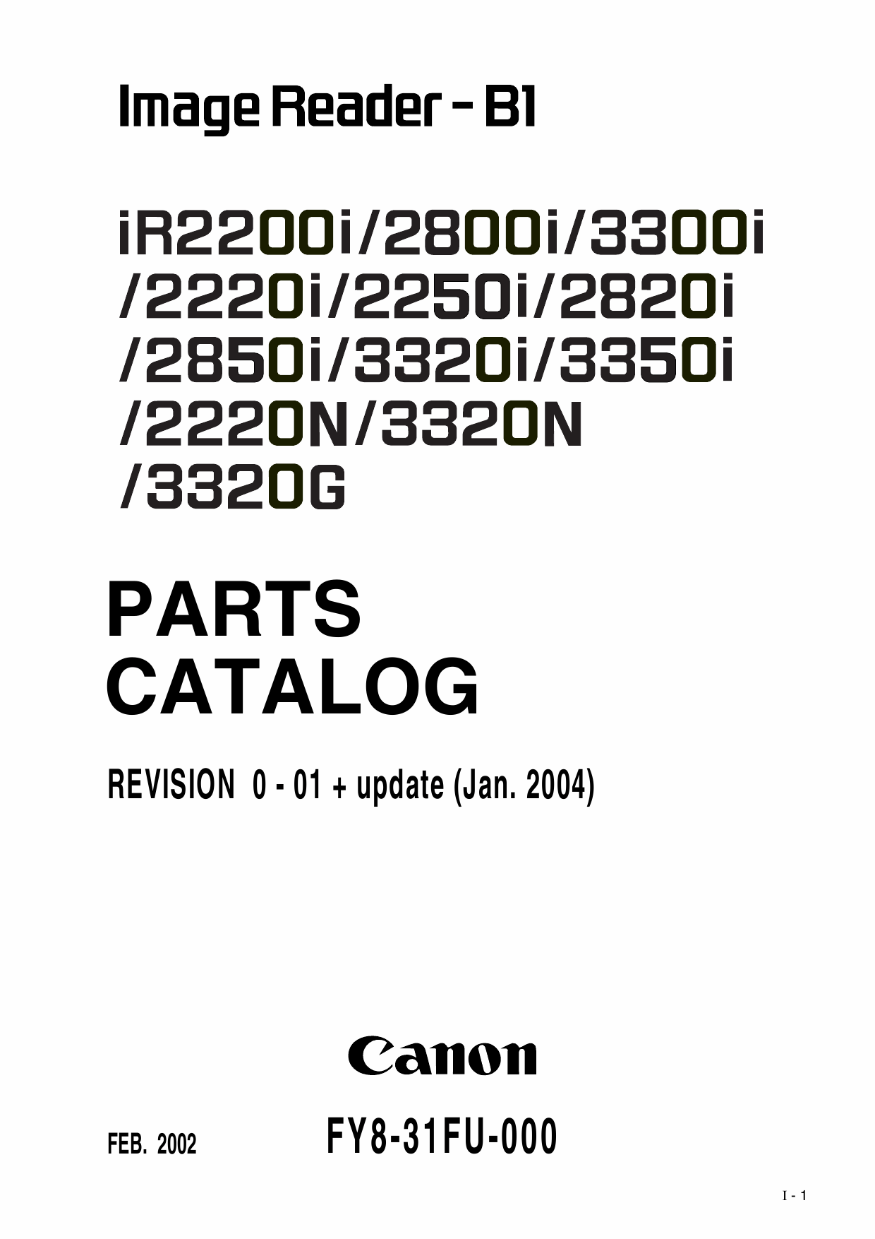 Canon imageRUNNER iR-2200i 2800i 3300i 2220i 2250i 2820i 2850i 3320i 3350i 2220N 3320N Parts Catalog Manual-1